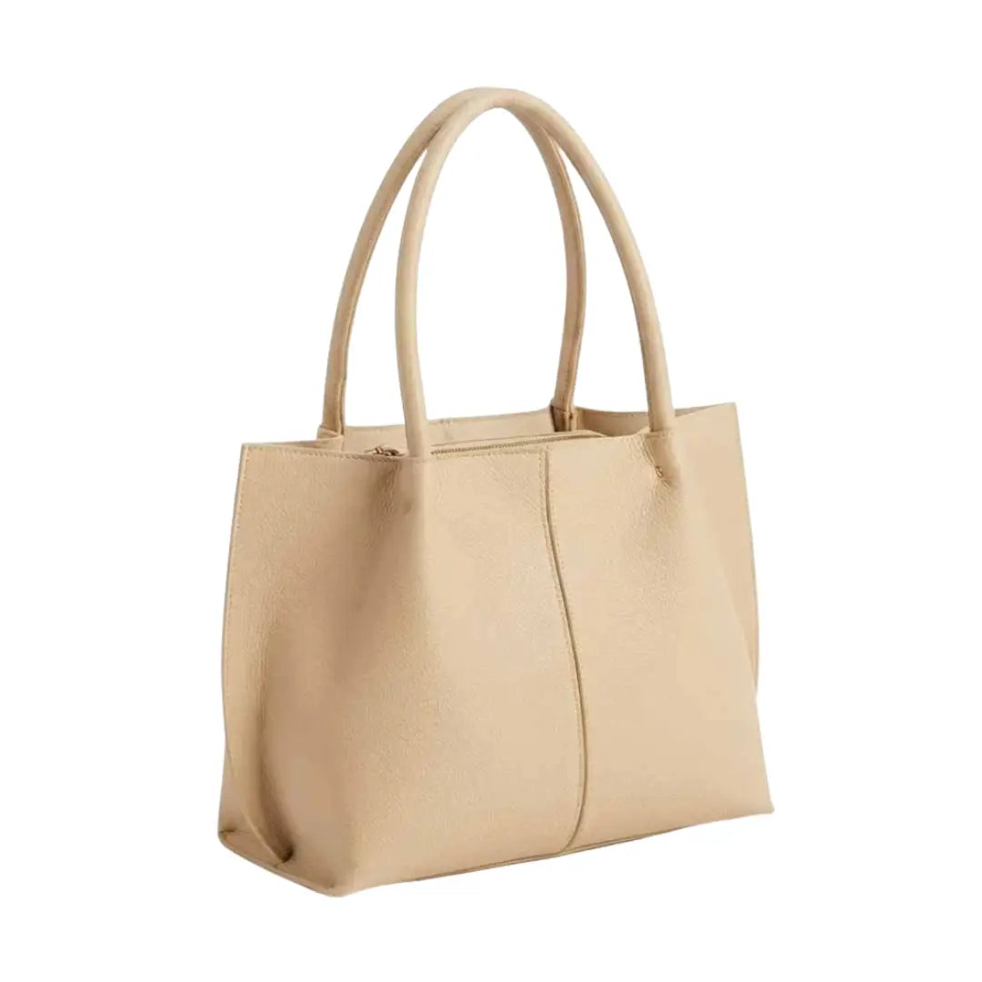 Epax Classic Cream Leather Slouchy Shoulder Bag