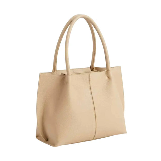 Epax Classic Cream Leather Slouchy Shoulder Bag