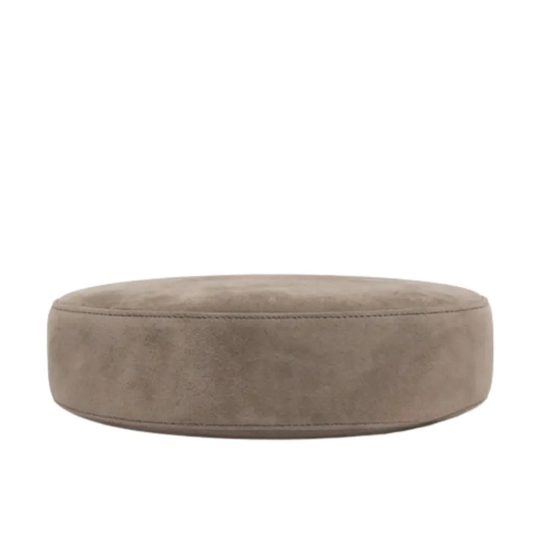 Epax Minimalist Warm Grey Suede Half-Moon Shoulder Bag