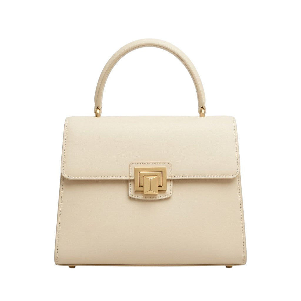 Epax Structured Cream Leather Minimalist Premium Handbag