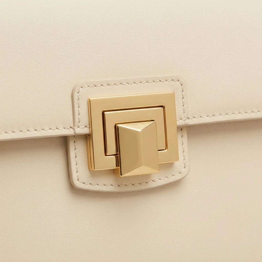 Epax Structured Cream Leather Minimalist Premium Handbag