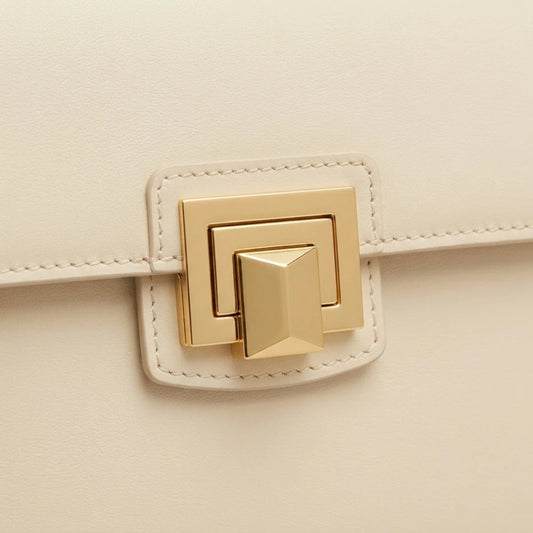 Epax Structured Cream Leather Minimalist Premium Handbag