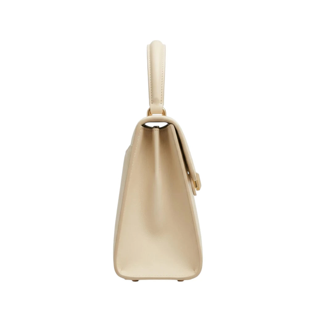 Epax Structured Cream Leather Minimalist Premium Handbag